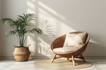 Close-up chair, potted plant in room