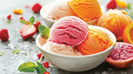 Explore the refreshing flavors of fruity sorbets, bursting with natural sweetness.