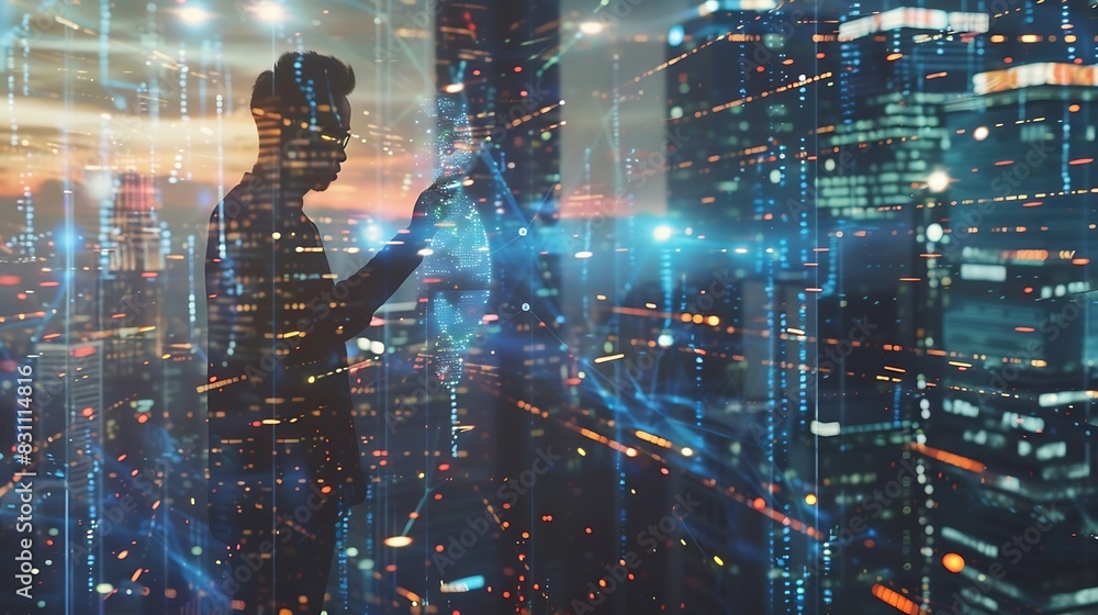 Aufkleber digital technology big data internet network connection futuristic innovation technology background 