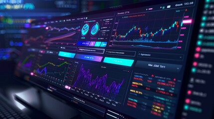 A computer screen displaying an abundance of data charts, graphs, and numbers in a business or scientific setting.