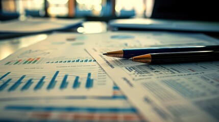 Business charts and documents laid out on a desk, symbolizing detailed financial planning