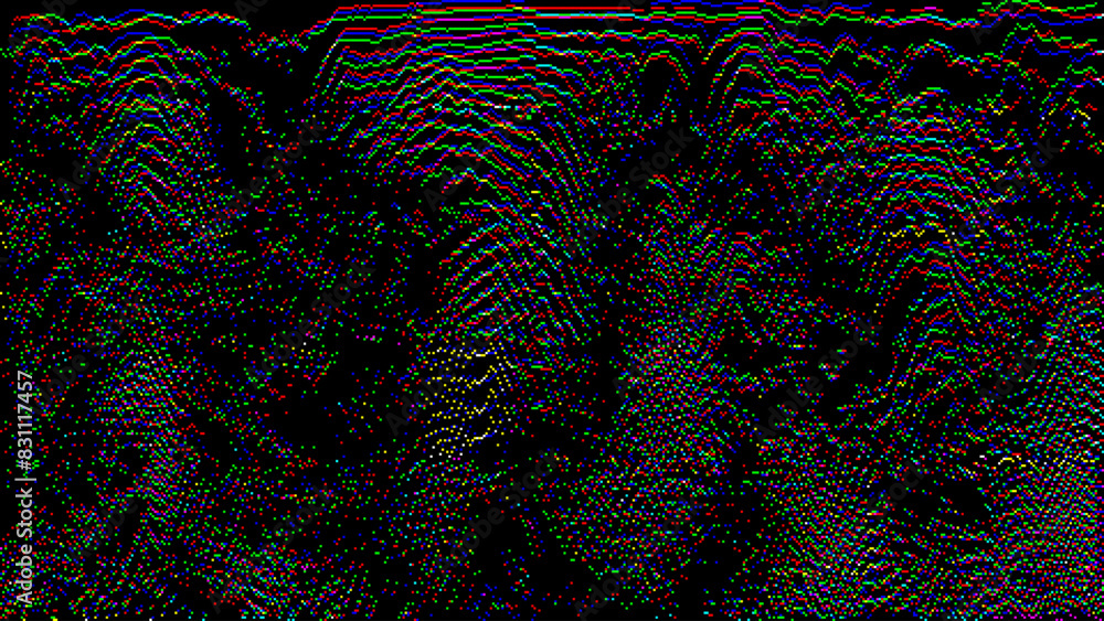Poster Analog Static Noise Glitch Effect. Digital Pixel Noise. VHS Corrupted Signal. Damaged Error Television Image. Vector illustration.
