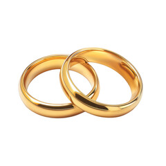 Two golden wedding rings on white background