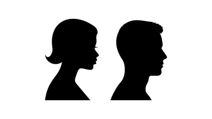 silhouette of a man and woman, black woman and man silhouette from side, profile black silhouette 