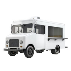 White Food truck on white background