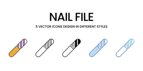 Nail File icons vector set stock illustration.