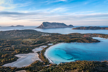 Obraz premium Aerial View of Cala Brandinchi, Gallura, Northwestern Sardinia, Italy