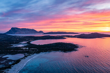 Aerial View of Cala Brandinchi, Gallura, Northwestern Sardinia, Italy