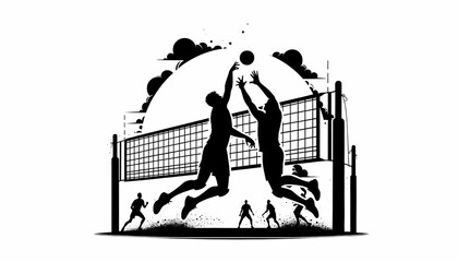 Shadow of a volleyball player