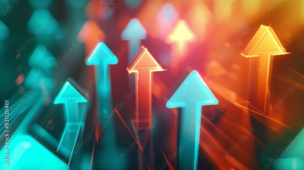 Aufkleber business growth and development chart of company arrows pointing up planning good sales performance 