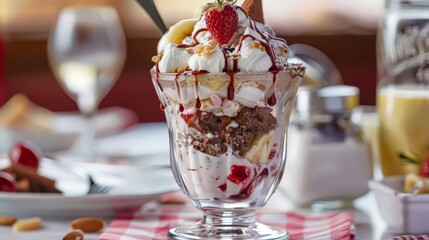 Share a sweet moment with loved ones over a towering banana split sundae.