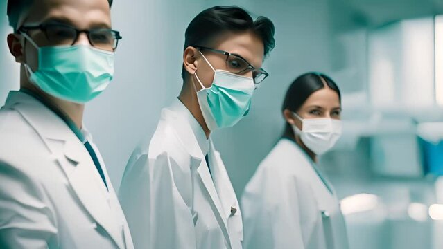 Group of Doctors Wearing Face Masks Generative AI