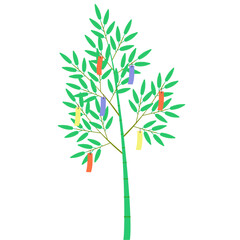 七夕の笹飾りのイラスト