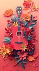 Fototapeta premium world music day design background - guitars and instruments illustration