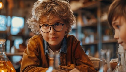 An educational cooperative where adults and children learn together, engaged in activities like reading, science experiments, and art projects