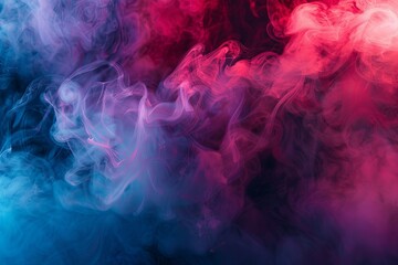 Fototapeta premium Dramatic smoke and fog in contrasting vibrant reds, blues and purples. Bright and intense abstract background.