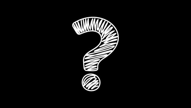 Hand drawn question mark animation on transparent background