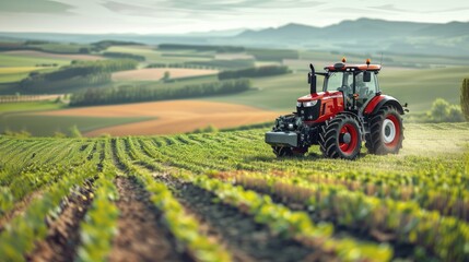 Fototapeta premium The Mighty Tractor Roams the Golden Fields