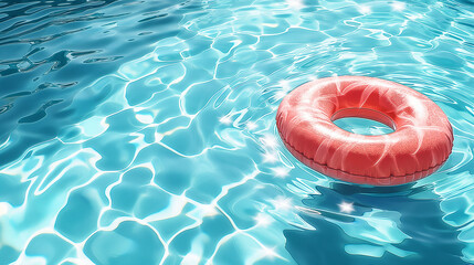 Illustration of summer swimming pool background with inflatable ring. Perfectly usable for all summer projects.