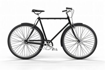 Close-up image of black bicycle against white background