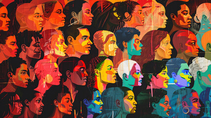 Silhouettes of poor Indonesian refugees. people searching better life. immigration abstract design.