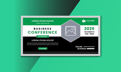 Business conference Invitation template. Banner design. Business online virtual meeting, social media post banner. Instagram marketing