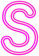 Vector bright pink neon light alphabet font typography design-S