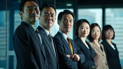 Obraz premium Group portrait of Asian business people : Generative AI