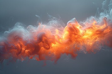 an abstract representation emerges, portraying the concept of fire and smoke in a minimalist style on studio white background.