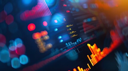 Business data dashboard analysis by ingenious computer software  Investment application display business sales and profit on the computer screen and advise marketing planning decision : Generative AI