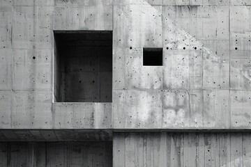Concrete wall with window and fire hydrant