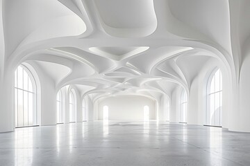 Fototapeta premium Spacious room, white arched ceiling