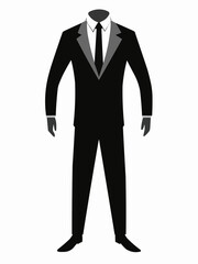 black suit and tie