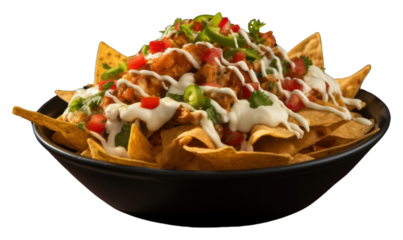 PNG Delicious nachos food snack table.