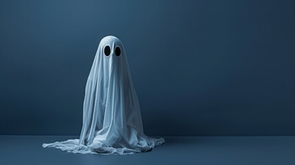 A Ghost Costume in Blue Background 