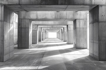 Obraz premium Monochrome image of hallway with columns
