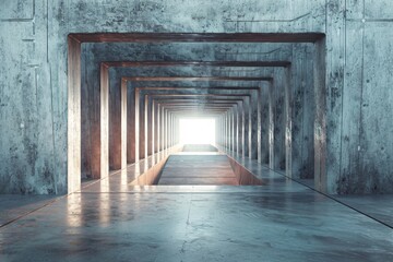 Fototapeta premium Bright light in distant hallway