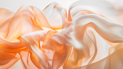 Obraz premium Abstract Flowing Silk Fabric in Soft Peach and White Colors