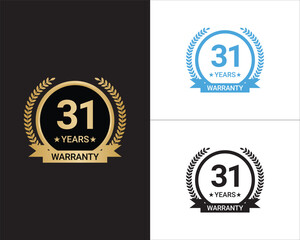 Naklejka premium 31 Years Warranty Vector, 31 Years Warranty Logo