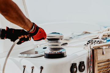 Conceptual Photo of a Traveling on Sail Boat