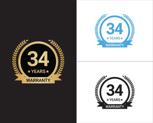 34 Years Warranty Vector, 34 Years Warranty Logo