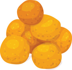 Vibrant digital illustration of a cluster of oranges with a playful, cartoony aesthetic