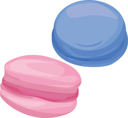 Vibrant and colorful candy illustration with delicious sweets, isolated vector artwork of round pink and blue candies, perfect for confectionery, dessert, snack, and food designs