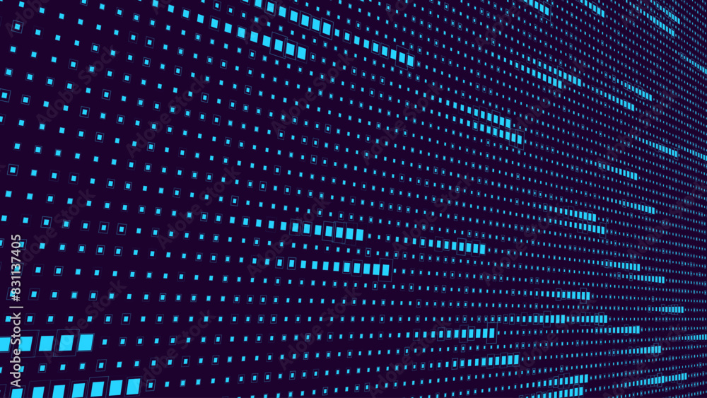 Aufkleber Abstract Digital Mosaic Grid Square Dots Halftone Tech Background Pattern. Blue Pixels Moving Fast on Grid. Hi-Tech Minimal Technology Design Texture. Digital Data Flow Transfer Vector. 
