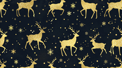 Celebrate with a navy and gold reindeer-snowflake pattern, yuletide elegance,