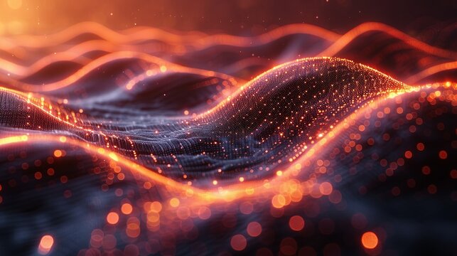 Visualization of a quantum wavefunction interacting with AI algorithms, illustrating their synergy at the atomic level. Minimal and Simple style