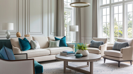 Elegant living room with stylish furniture and modern decor