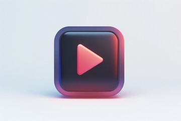 Close up play button on white