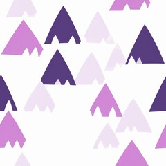 Fototapeta premium Abstract purple and pink mountain pattern on white background.
