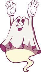 Retro groowy ghost halloween mascot